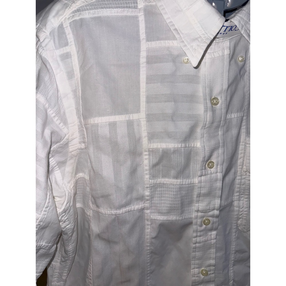 Polo Ralph Lauren Mens XL White Tonal Patchwork Custom Fit Button Down Shirt - Picture 5 of 8